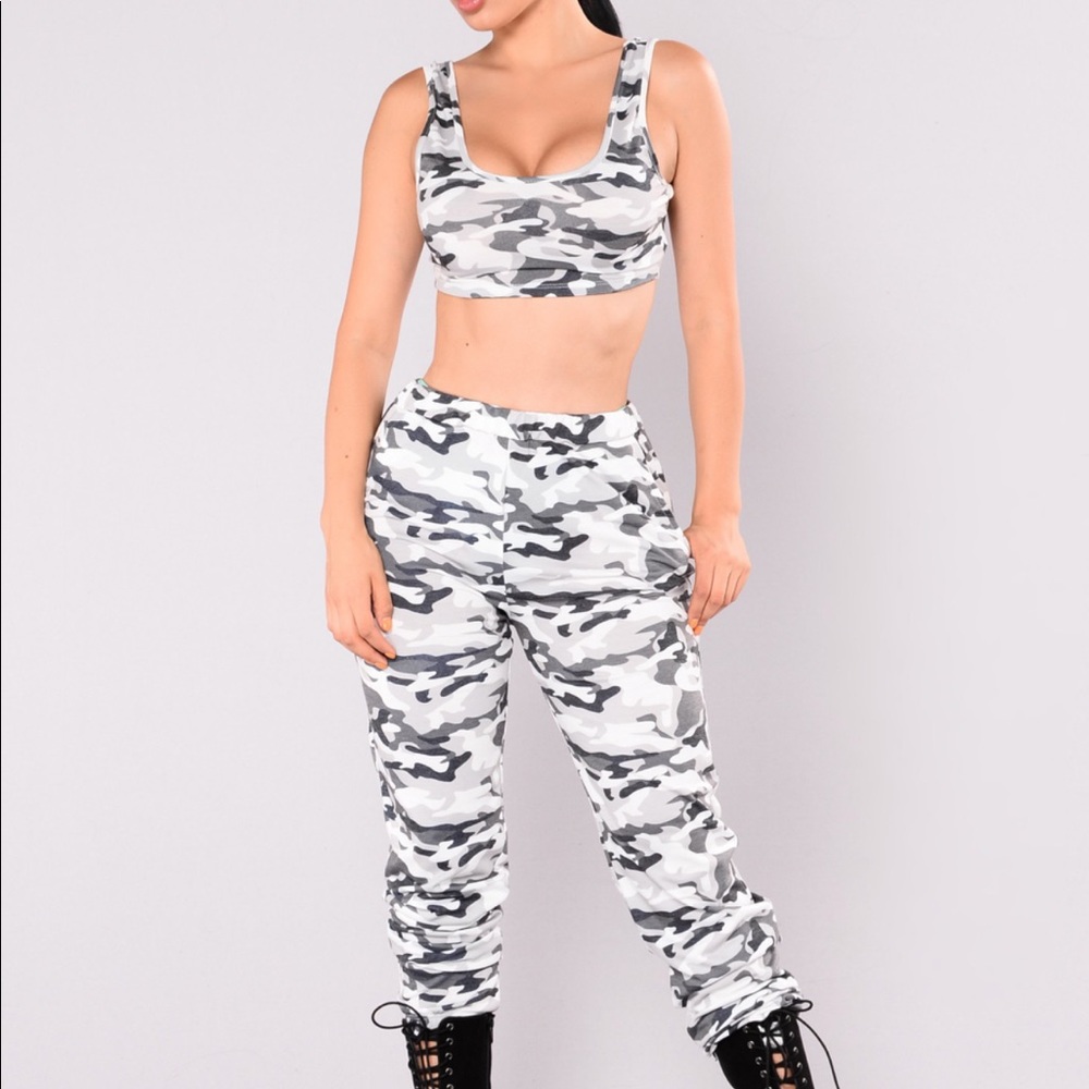 Fashion Nova Grey Camouflage Set